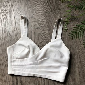 Aritzia Talula White Pleated Crop Top
